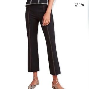 Anthropologie Black The Essential Crop Flare Pants Pull On Trousers Size XS P